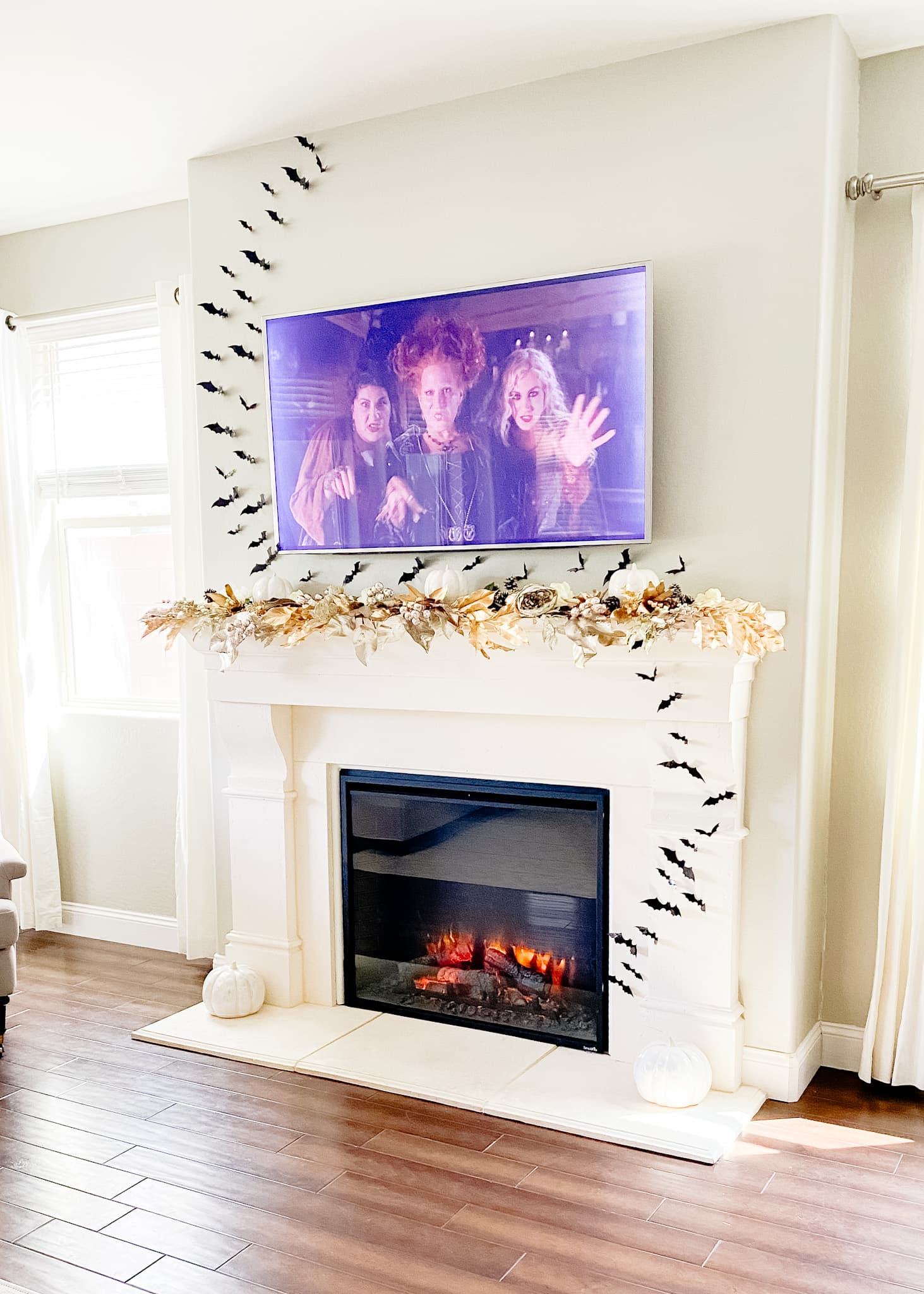 glam halloween fireplace side view