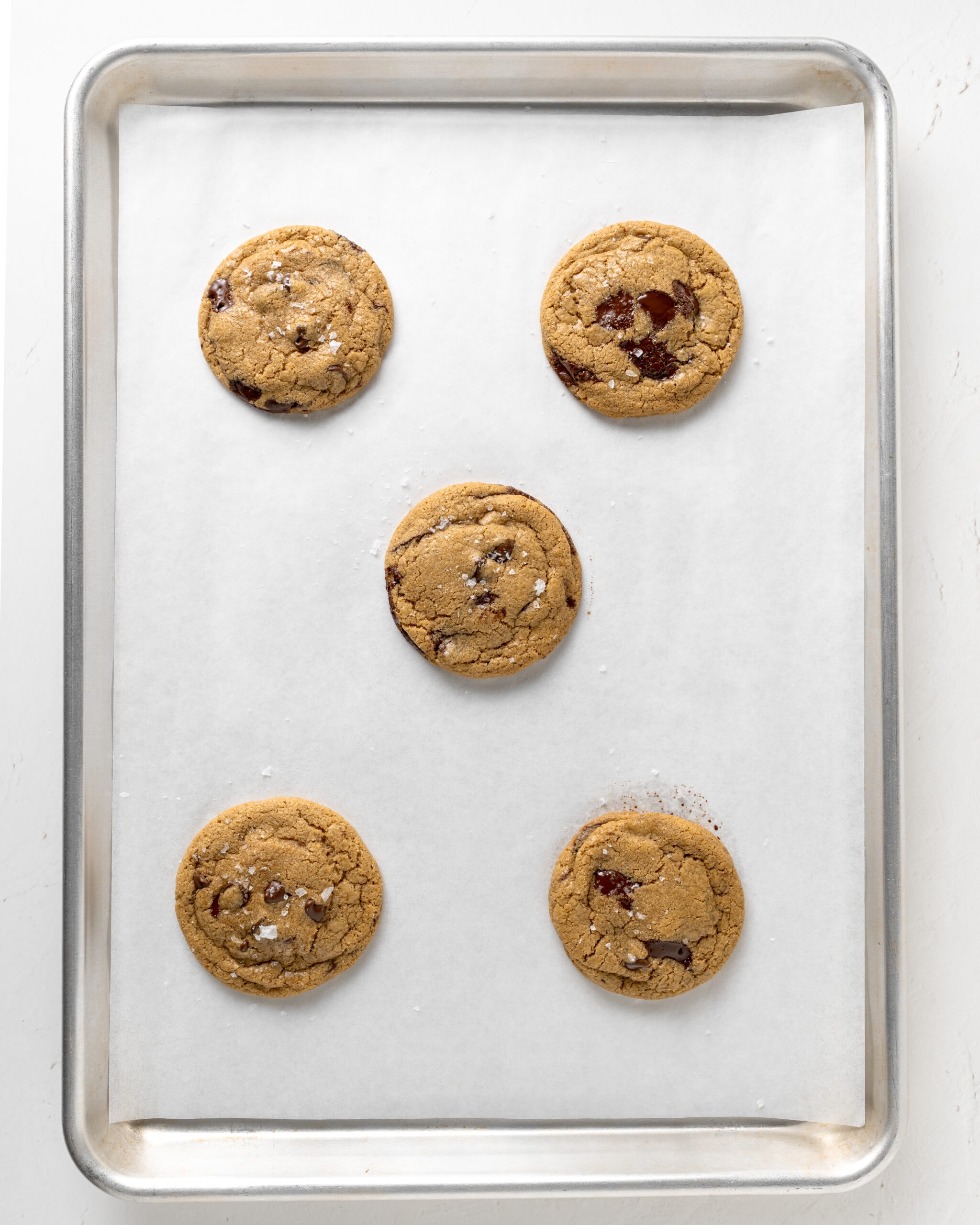 Baking the brown butter chocolate chip cookies.