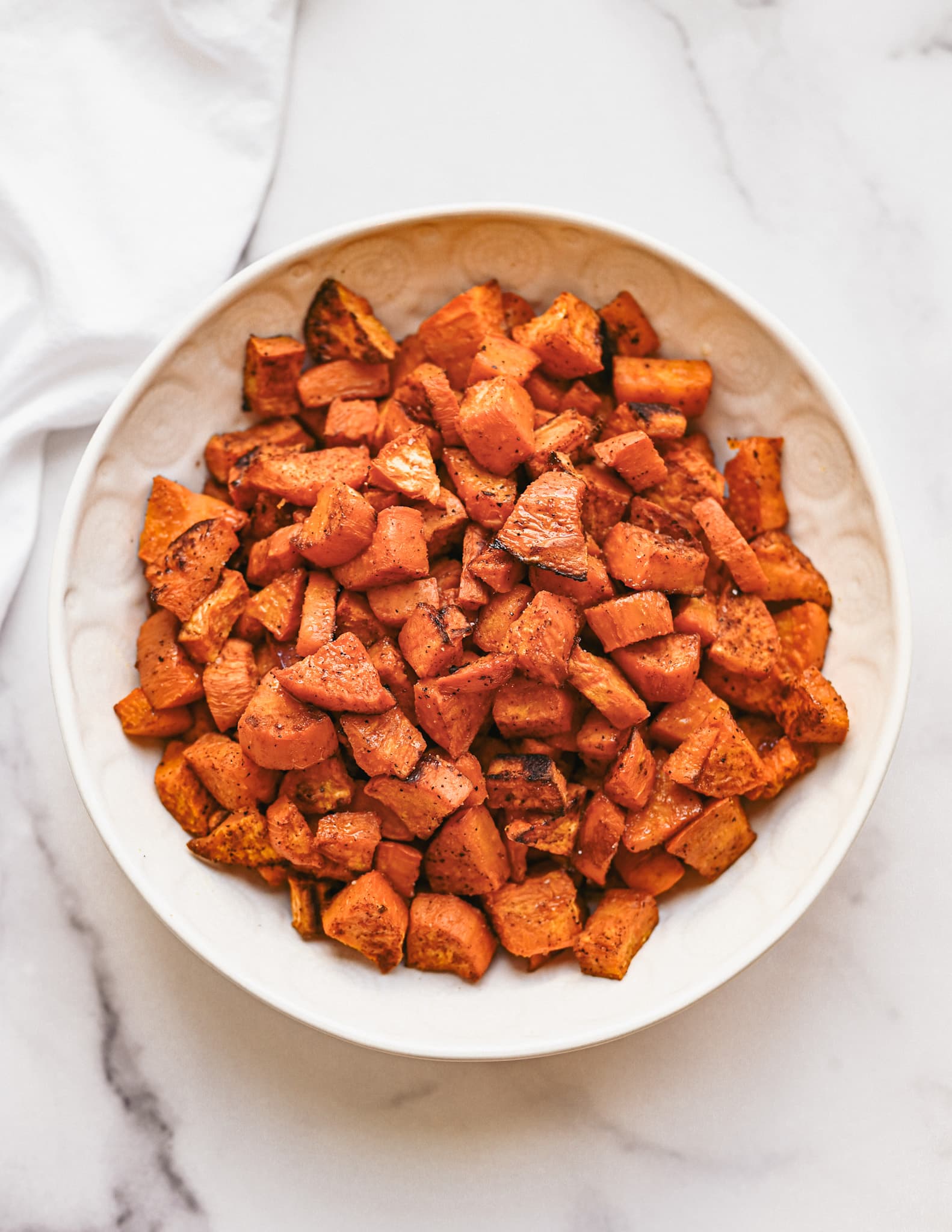 zoomed in look at gluten free roasted sweet potatoes