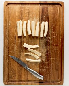 Take out the center core of each parsnips.