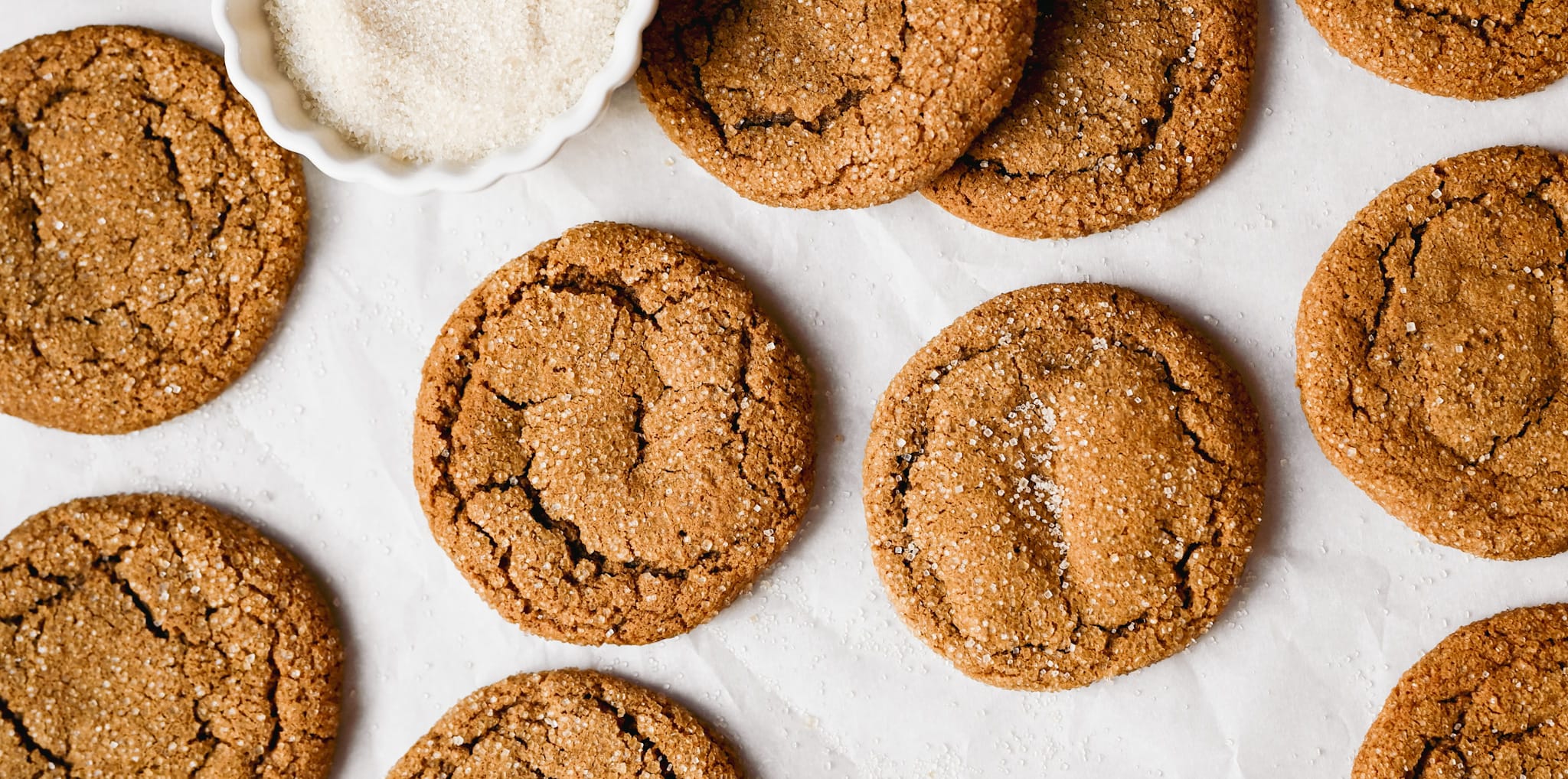 wide photo shot of soft molasses cookies