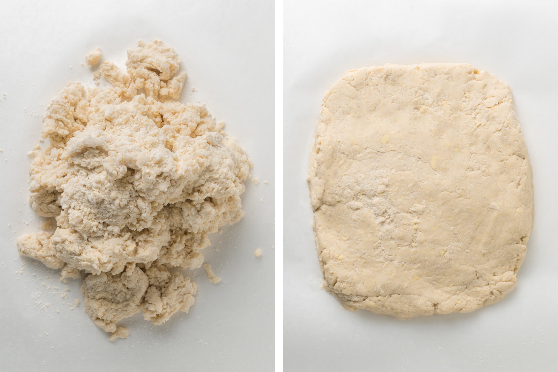 Work the biscuit dough into a rectangle.