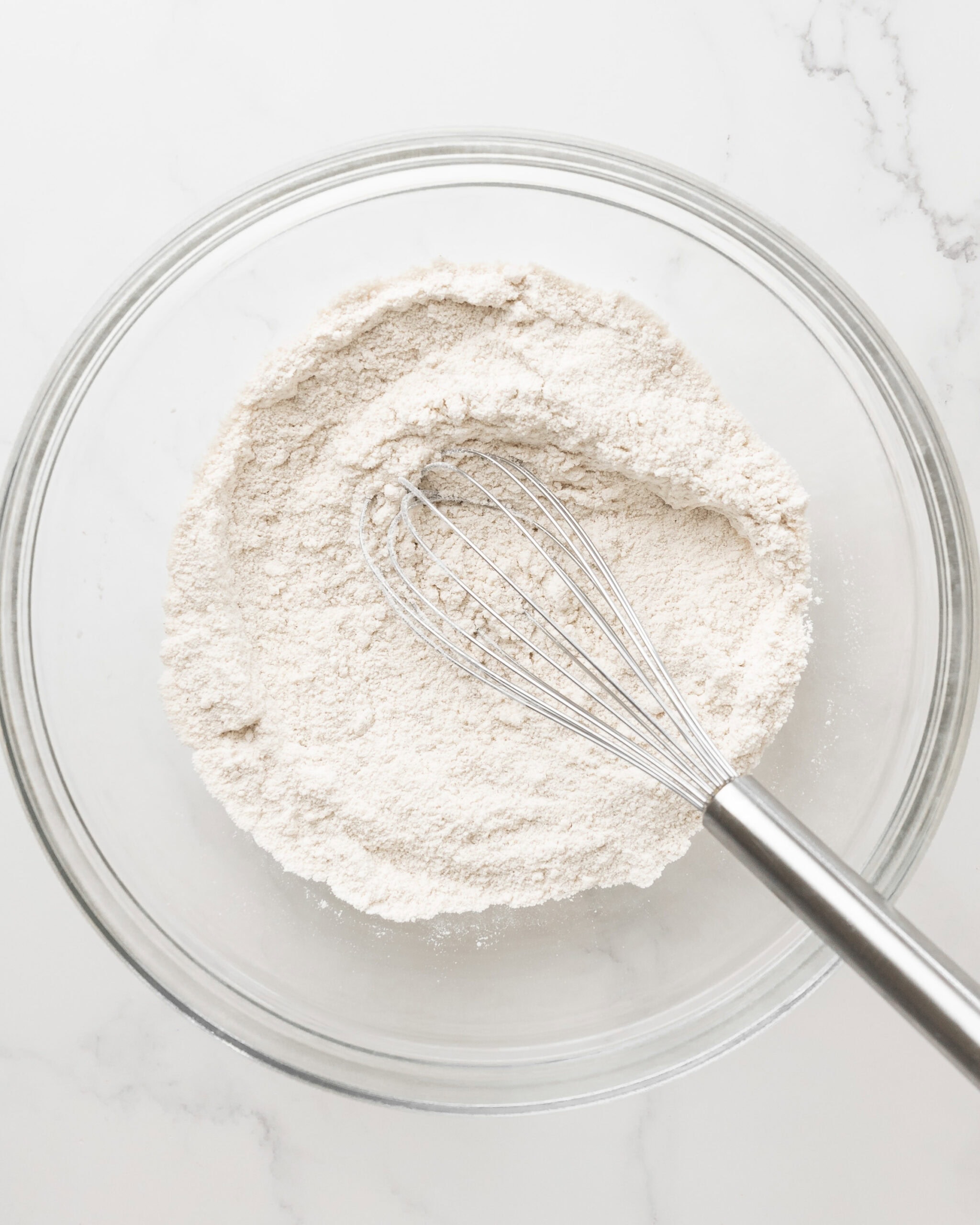 Dry ingredient whisked together for muffins