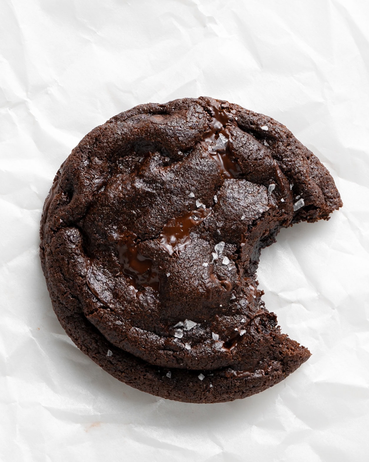 Double Chocolate Cookies with flaky sea salt.