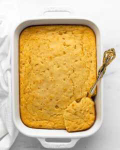 Gluten Free Corn Casserole fully baked.