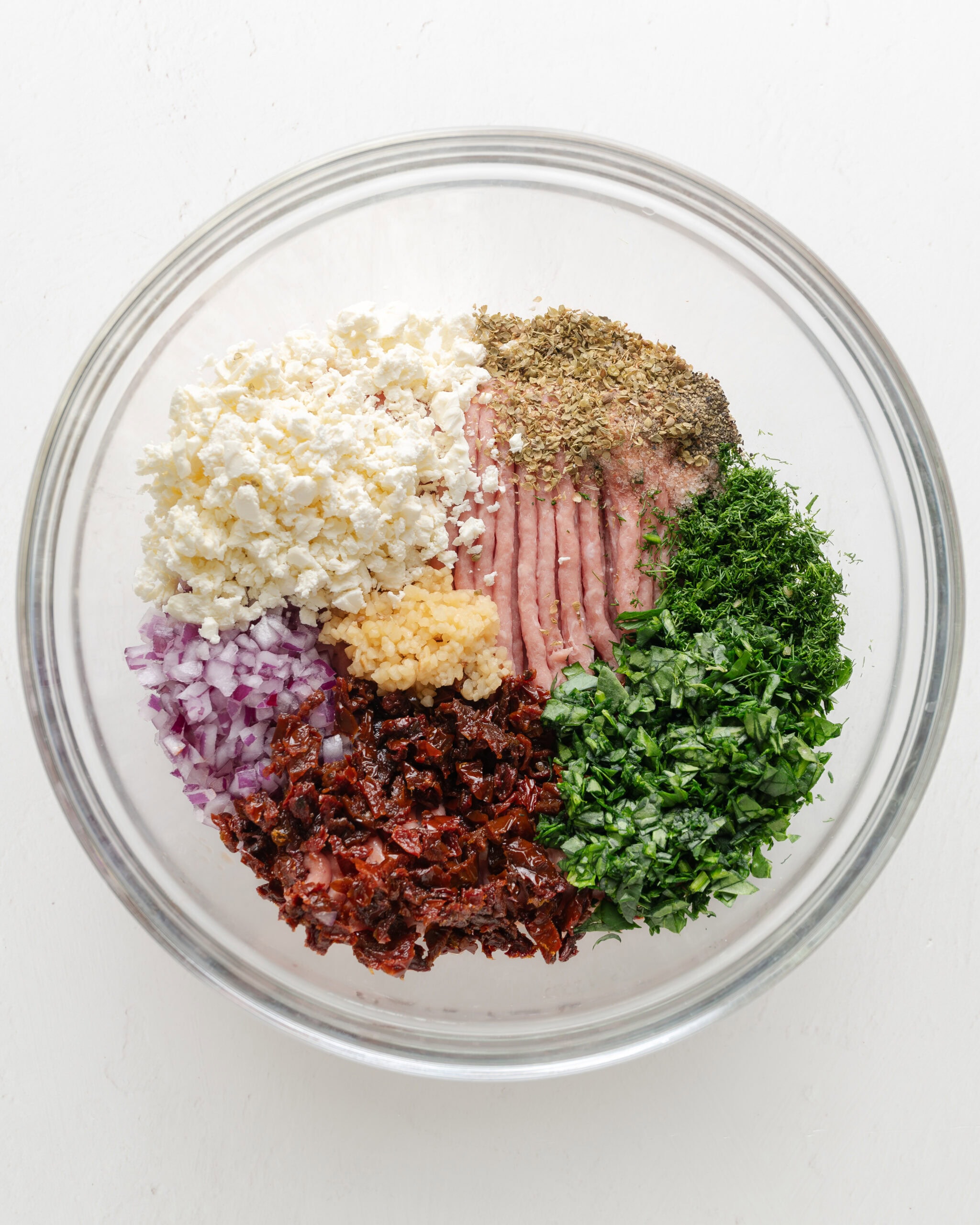turkey burger ingredients in a bowl.