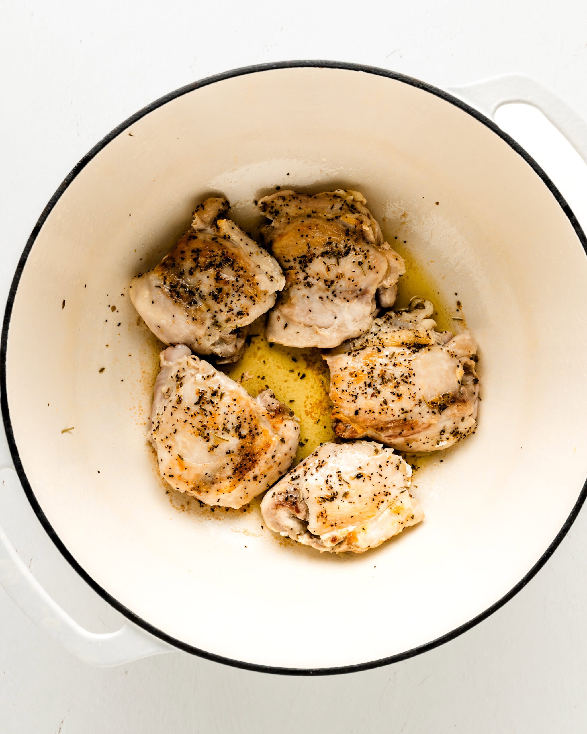 Saute chicken thighs