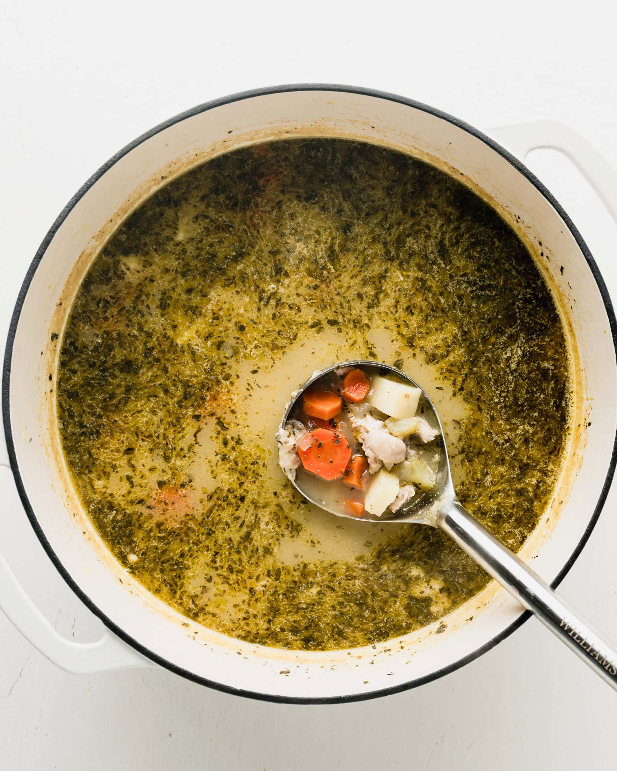 Add chicken back to soup