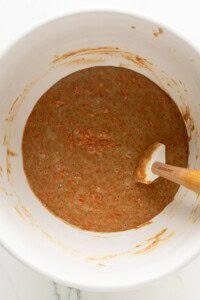 Carrot Cake wet ingredients mixed.