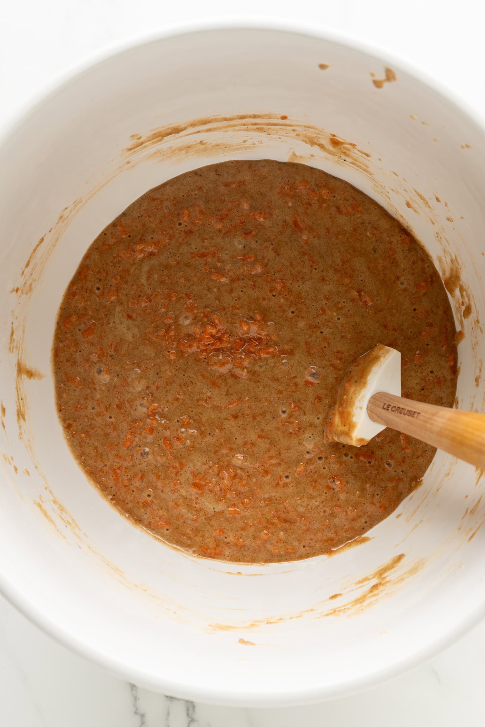 Carrot Cake wet ingredients mixed.