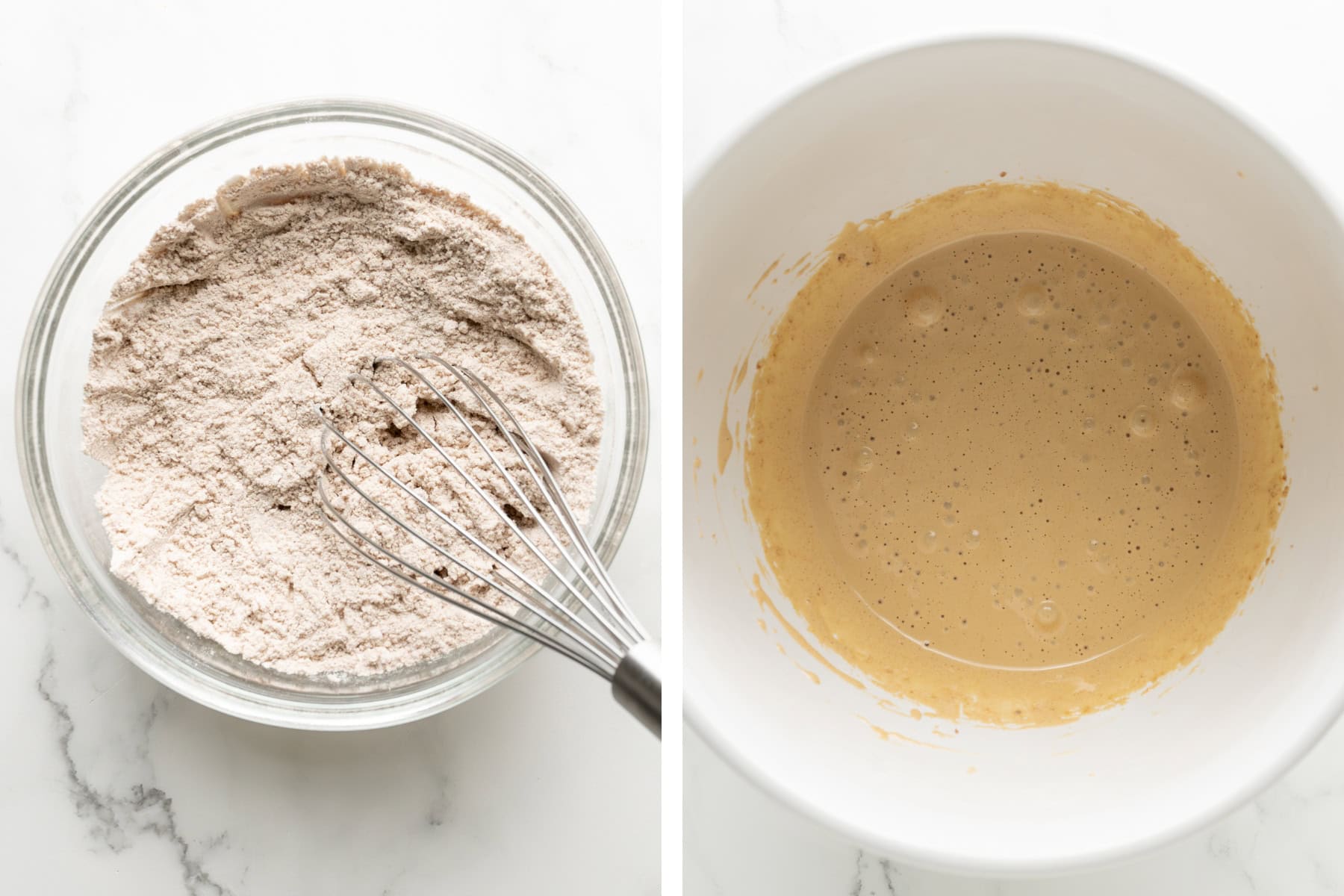 Whisk together the dry ingredients, and then beat together the dark brown sugar, sugar, and eggs until light and fluffy.