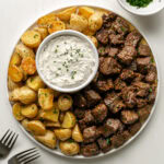 Garlic butter steak bites and potatoes