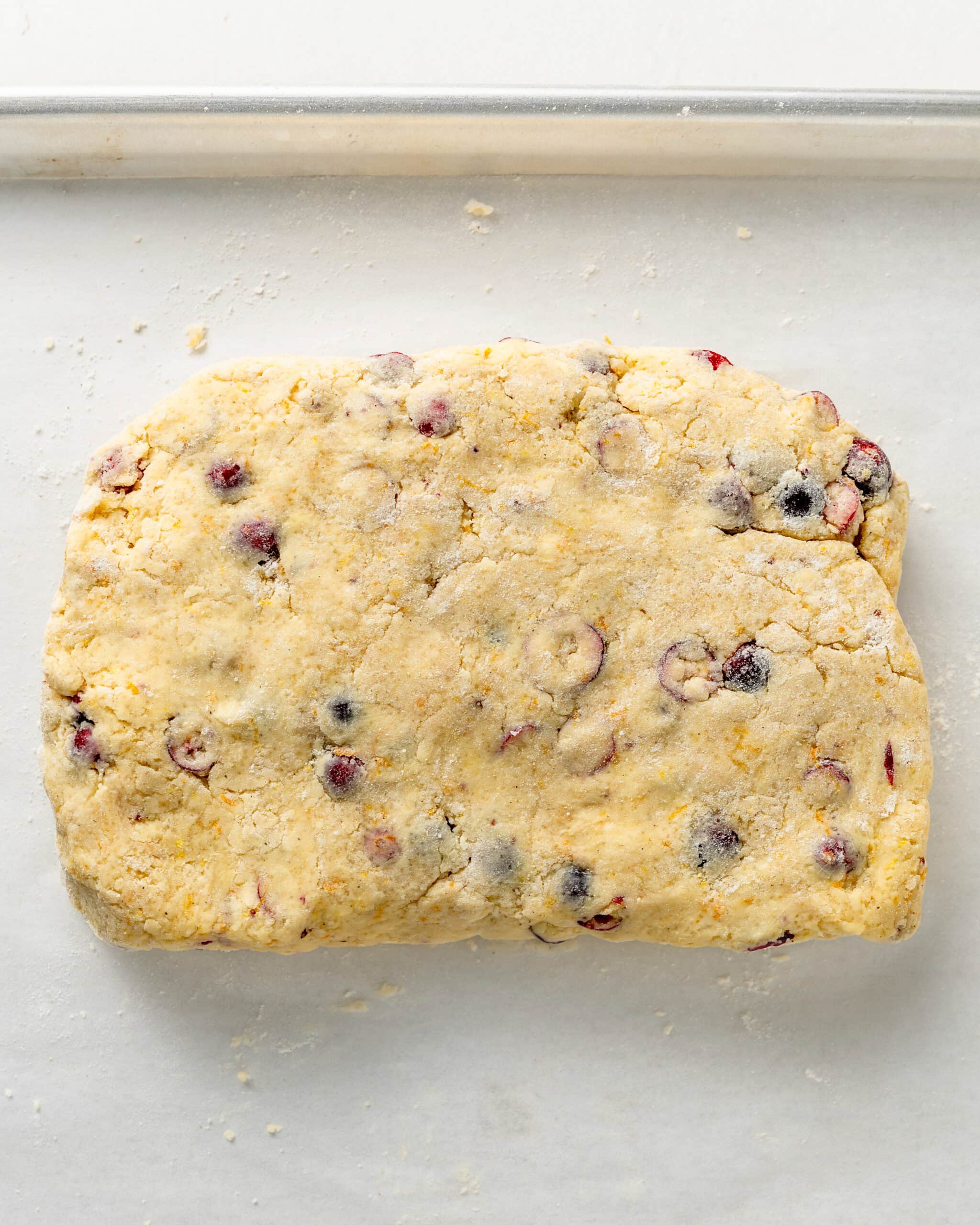 Cranberry Orange Scone Dough folded.
