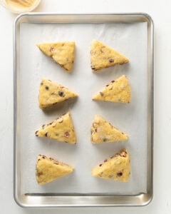 Cranberry Orange Scones with egg wash.