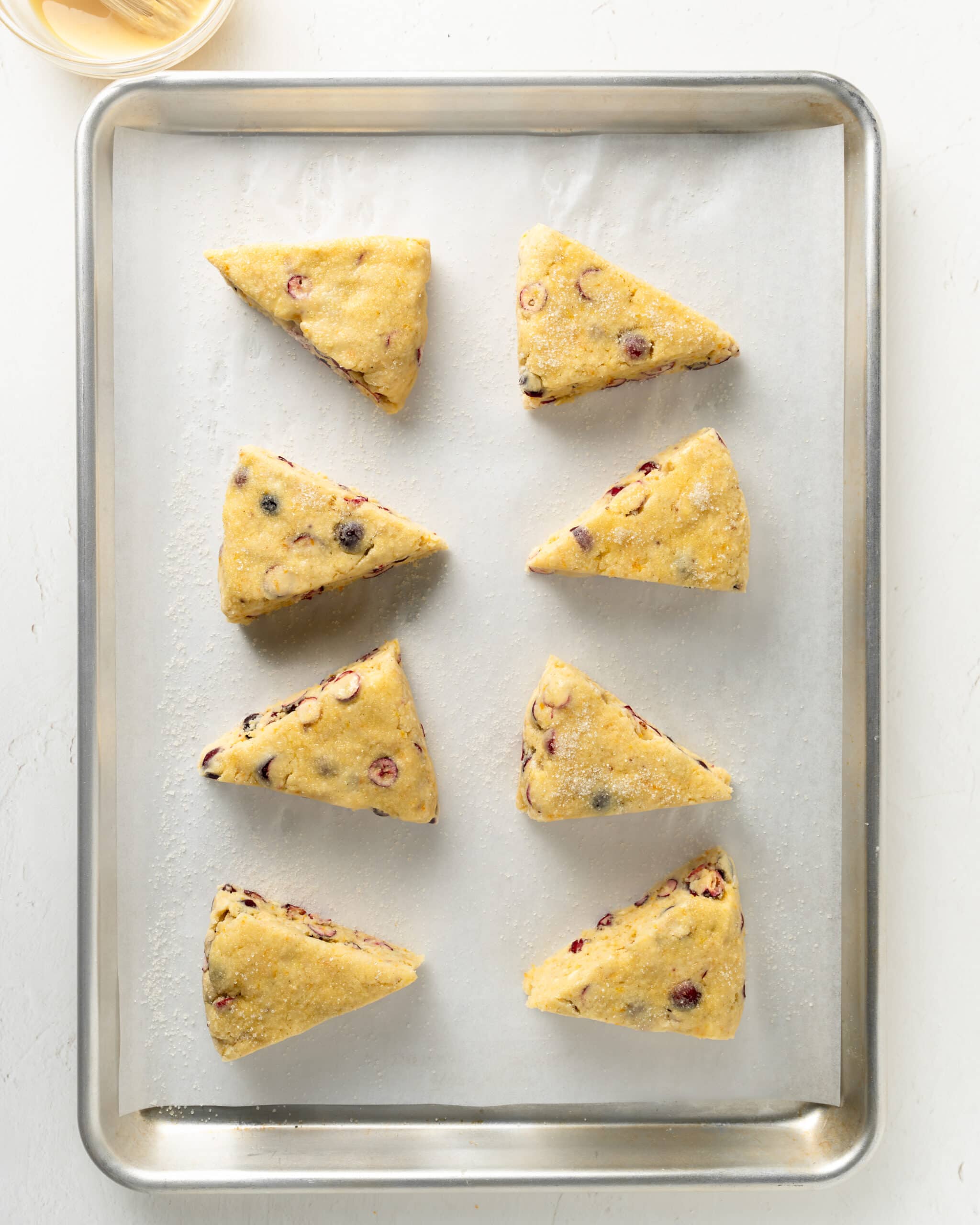 Cranberry Orange Scones with egg wash.