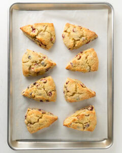 Cranberry orange scones baked.