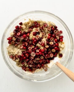 Add cranberries to dough mixture.