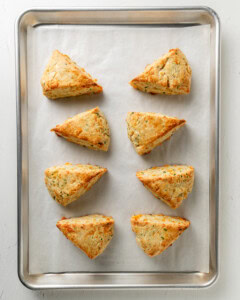Fully baked cheddar and chive scones