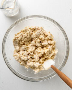 Mix gluten free scone mixture in a large bowl.