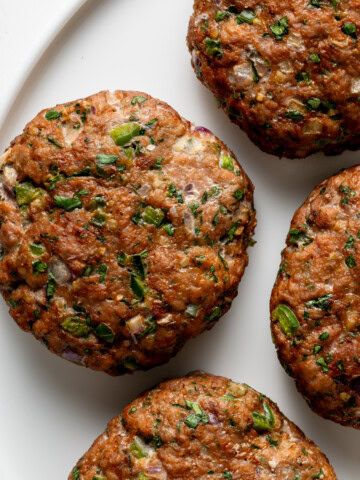 Jalapeno Turkey Burgers on a white plate.