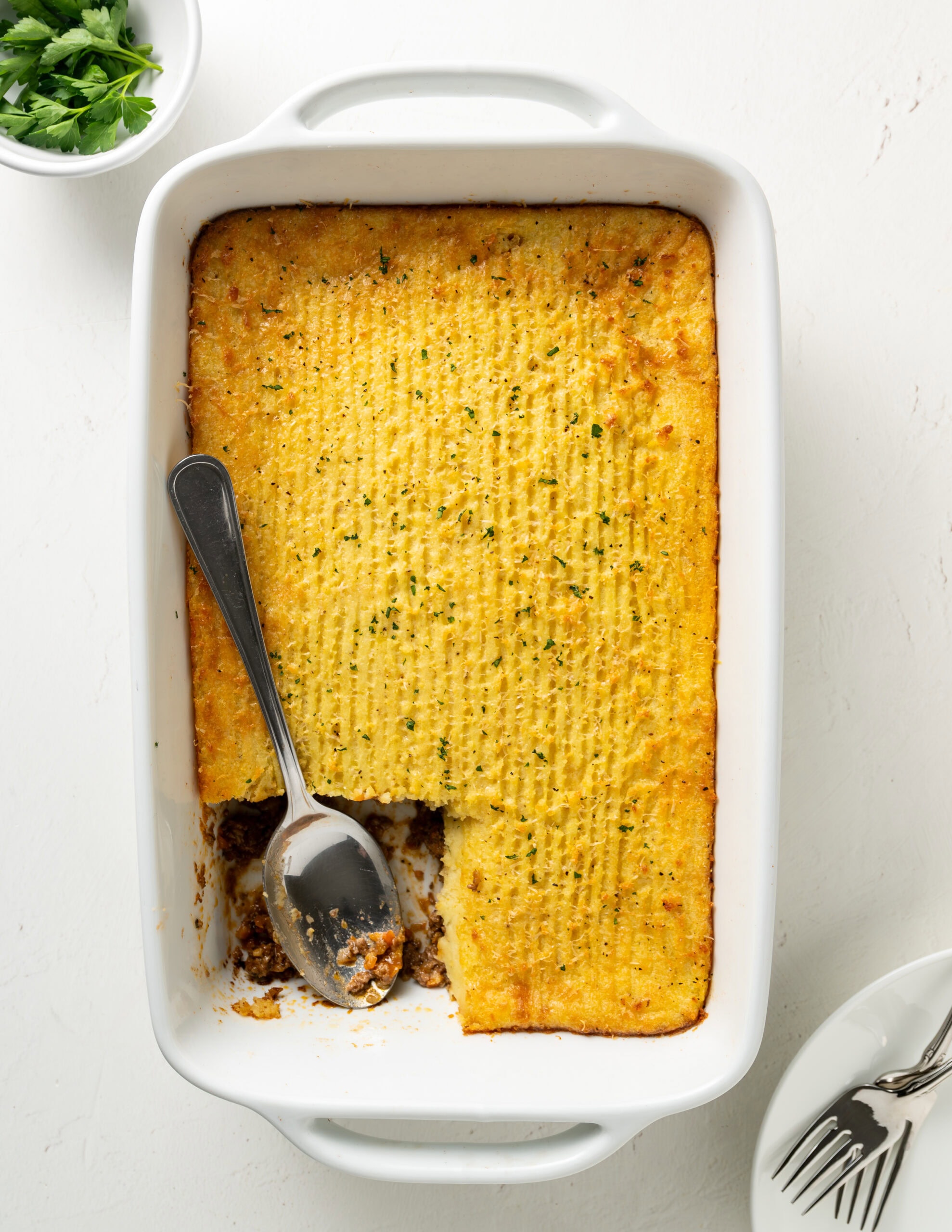 Gluten-Free Shepherd's Pie In a large casserole dish.