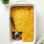 Gluten-free Shepherd's pie in a rectangle baking dish, main image