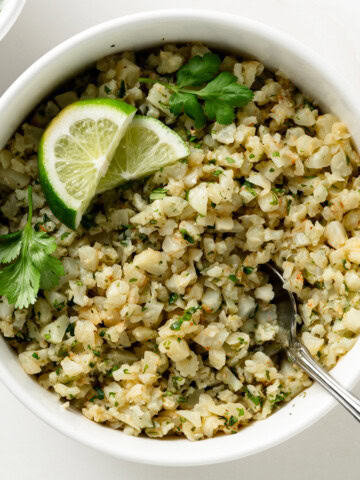 Main shot of cilantro lime cauliflower rice